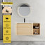 Meuble-lavabo de 40 po avec fonction murale, lavabo en céramique blanche, tablettes de rangement, porte à fermeture en douceur, contreplaqué en chêne américain pour une meilleure organisation, petites charnières de fermeture, 45 cachées-129959511