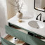   Ensemble de meuble-lavabo mural simple ovale de 54 po avec comptoir à quartz blanc Carrara de 1,5 po Ensetso-719555732-719555733