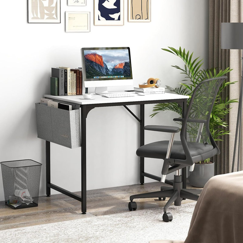 32” Computer Desk With Charging Station, Modern Simple ...