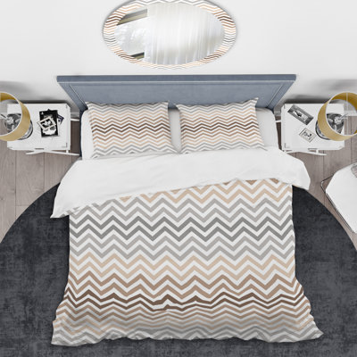 Ensemble de housse de couette en microfibre brun / blanc / bleu 3 pièces