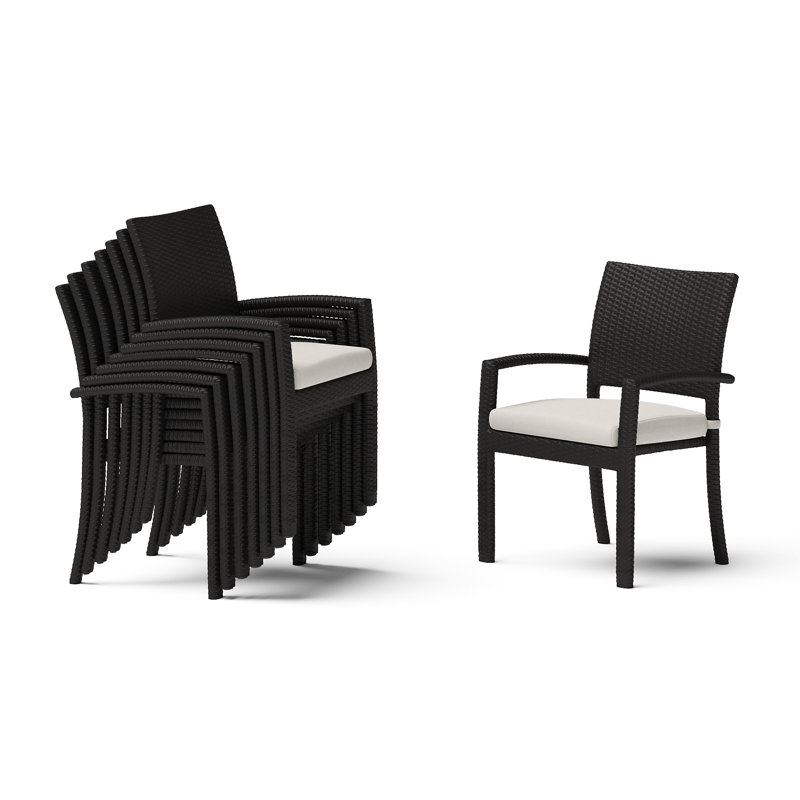 Winnie Stacking Patio Dining Armchair with Cushion, Spectrum Dove Sunbrella® Plainweave