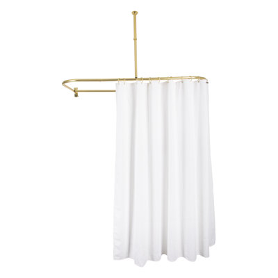 Utopia Alley Rustproof Wall Mounted Aluminum D-shape Shower Rod With Ceiling Support for Freestanding Tubs, 60 Inch Large Size by 25 Inch