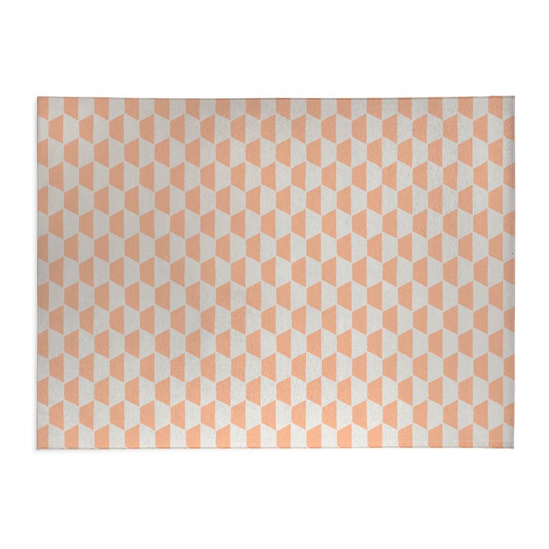 Tapis de cuisine anti-dérapant léger Hex, Rectangle 5 pi x 7 pi, Pêche