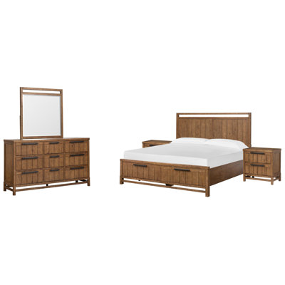 Gragg King Panel Storage Bed 2 Nightstands And Drawer Dresser With Portrait Mirror