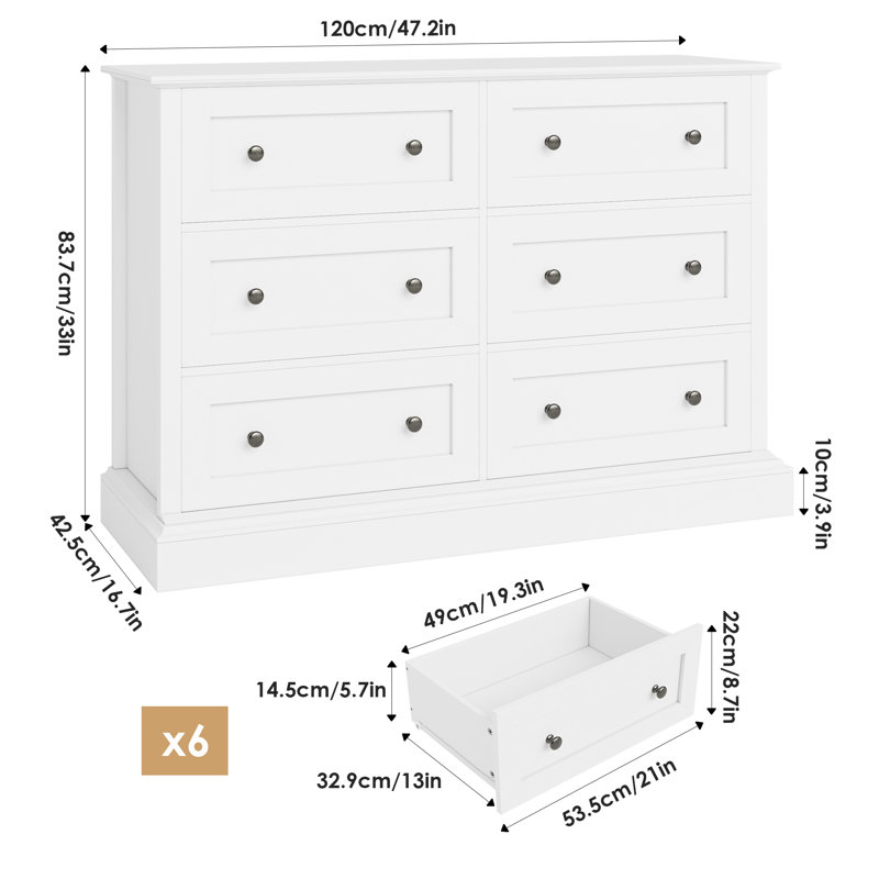 Alizai 47.2'' W 6 - Drawer Dresser
