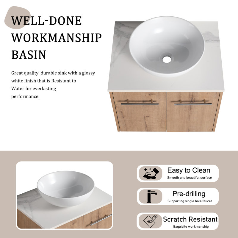 Meuble-lavabo simple 24 po avec comptoir en céramique