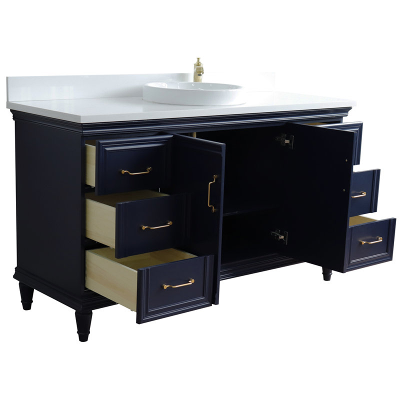 Ensemble de meuble-lavabo de salle de bain simple 61 po Westville, Bleu