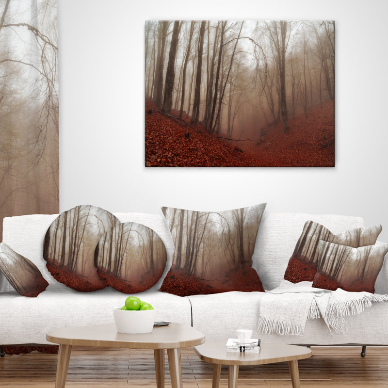 Oreiller dans un oreiller paysage de forêt automne, 18 po x 18 po, Coussin décoratif