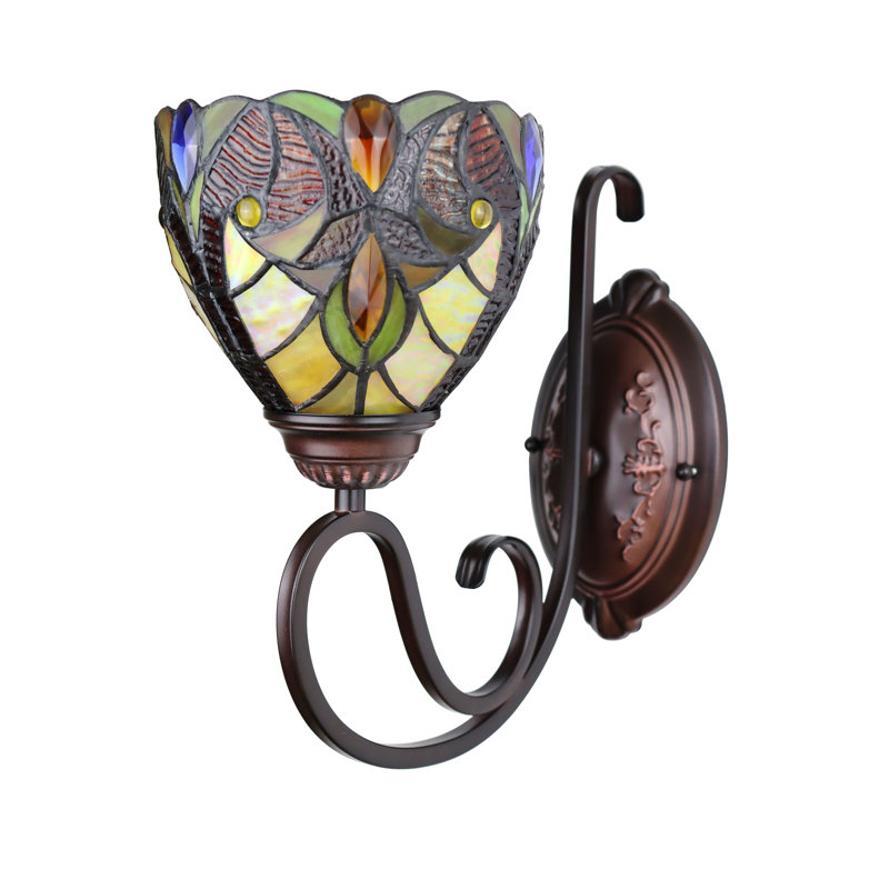 Applique murale 1 lumière Tiffany-Syle en bronze foncé de 6 po de large Bloomsbury Market Schwamm