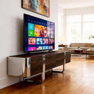 79" Mid-Century Modern Solid Wood TV Stand With Storage Drawers