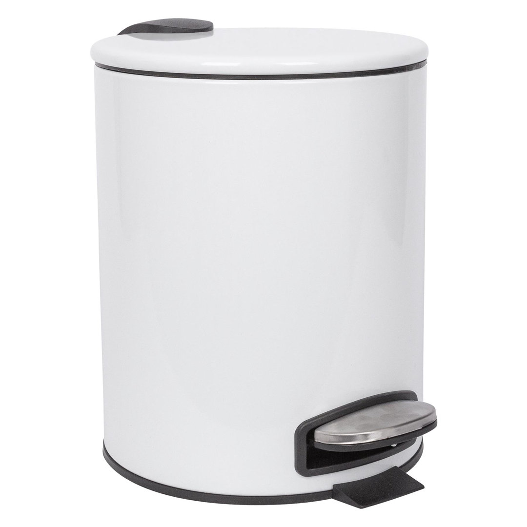 Harbour Housewares - 5L Round Bathroom Pedal Bin - Stainless Steel Rubbish Dustbin