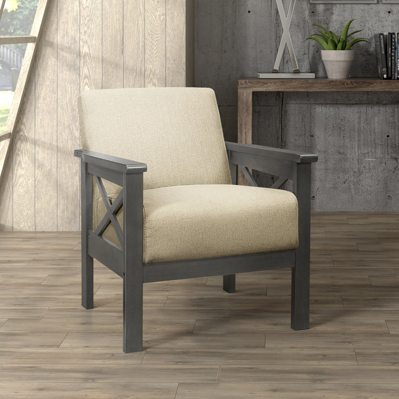 Fauteuil d'appoint Mid-Century moderne de 27,5 po avec revêtement en tissu texturé Coosa de Coosa, 100 % polyester brun clair
