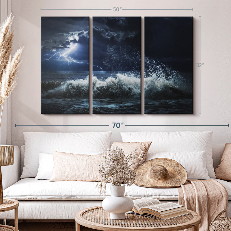 " Seascape Lightning Storm " on, 32" H x 50" W