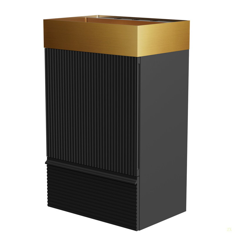 Meuble-lavabo rayé 20 po avec lavabo intégré, armoire de salle de bain autoportante pour salle de bain moderne, Noir