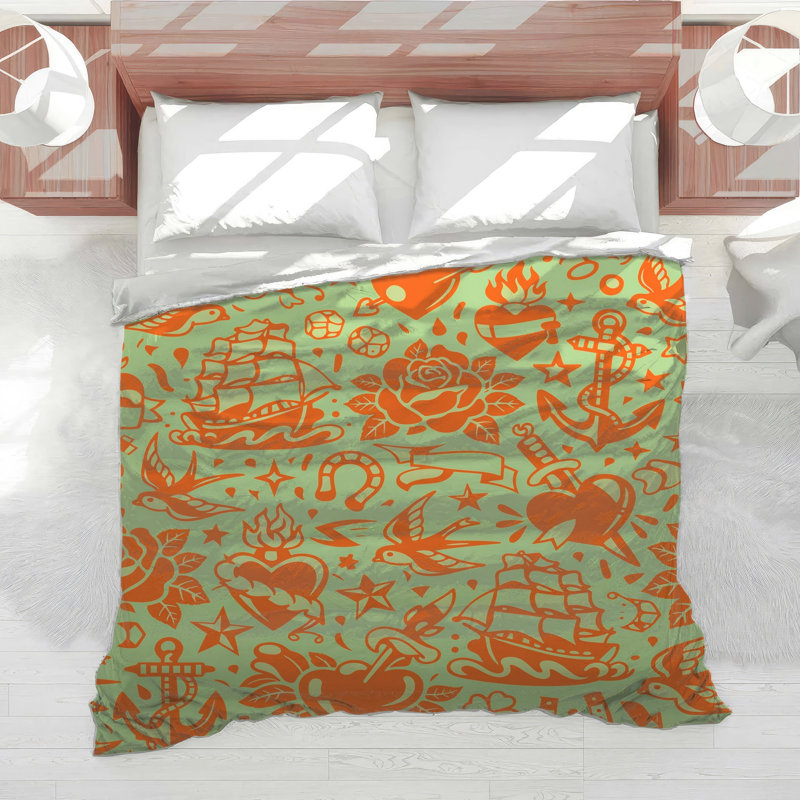 Sailor Tattoo Motif Comforter, King