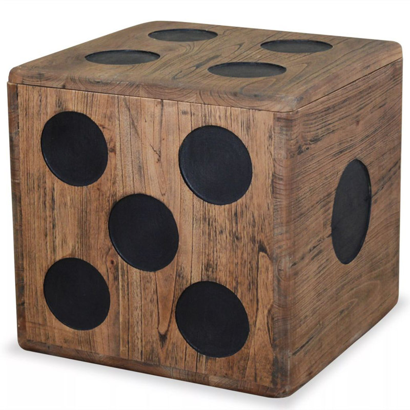 Storage Box Mindi Wood 15.7" x 15.7" x 15.7" Dice Design