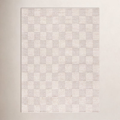 Abbi Brown Ivory Hand-Woven Checkered Rug