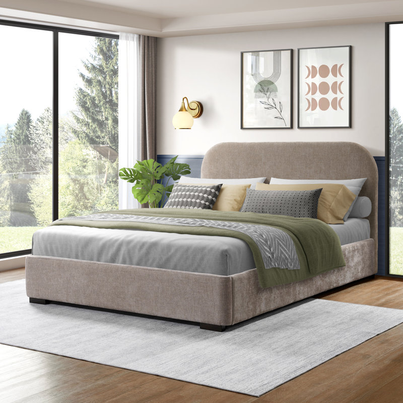 Lit plateforme Reigo, Lit double, Driftwood