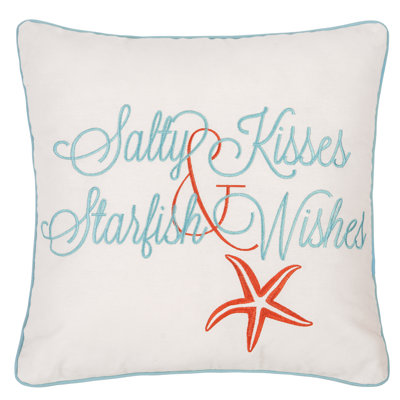 Salty Kisses and Starfish Wish Embroidered Petite Size Accent Throw Pillow