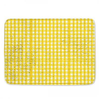 Tapis de bain jaune et blanc Gingham