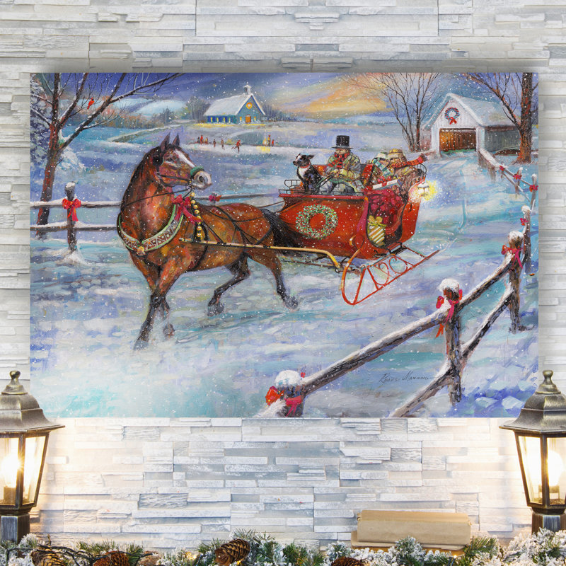«Sliegh Ride I» par Parvez Taj, reproduction d'art sur toile tendue, H 8 po x l 12 po x P 1 po