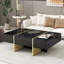 Table basse 47,2 po x 31,4 po minimaliste ultra-brillante avec 2 tiroirs, table de canapé rectangulaire multi-rangement avec pieds en grain, table de centre moderne pour le salon-447351264