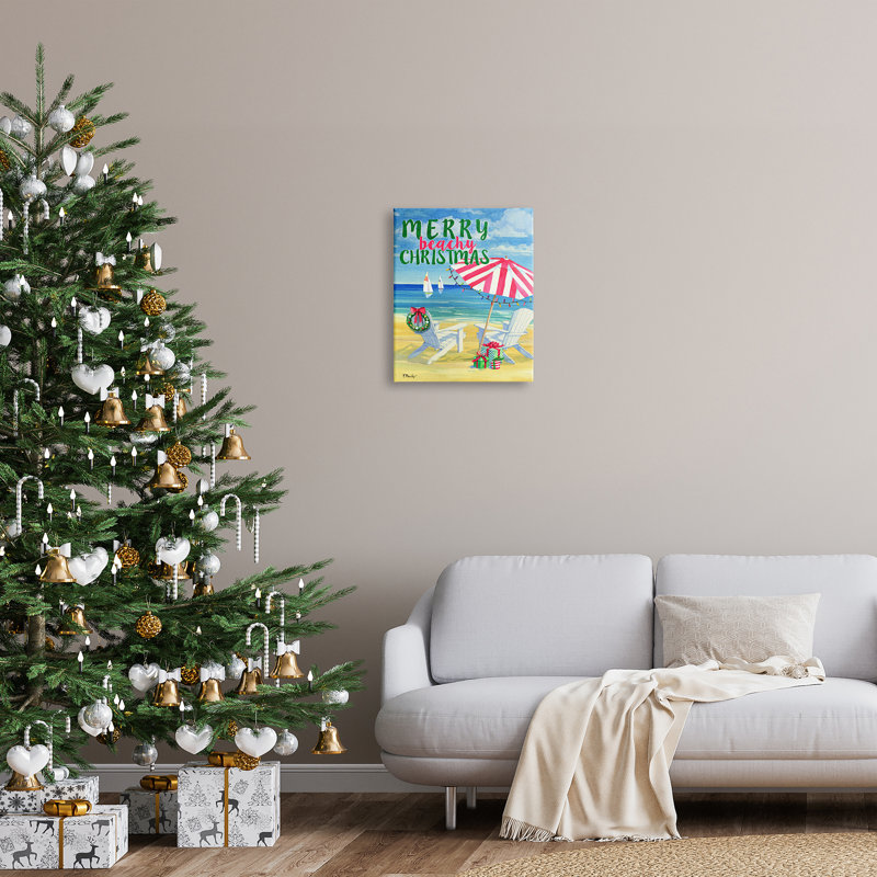 «The Holiday Aisle® Merry Beachy Christmas», art mural sur toile flottante par Paul Brent, H 20 po x l 16 po x P 1,5 po