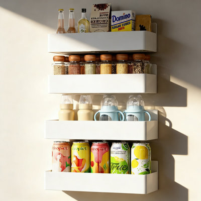 Magnetic Spice Rack For Refrigerator Door - 4 Tier Kitchen Organizer With Strong Magnets, Space-Saving Storage Shelf For Spice Jars And Condiments