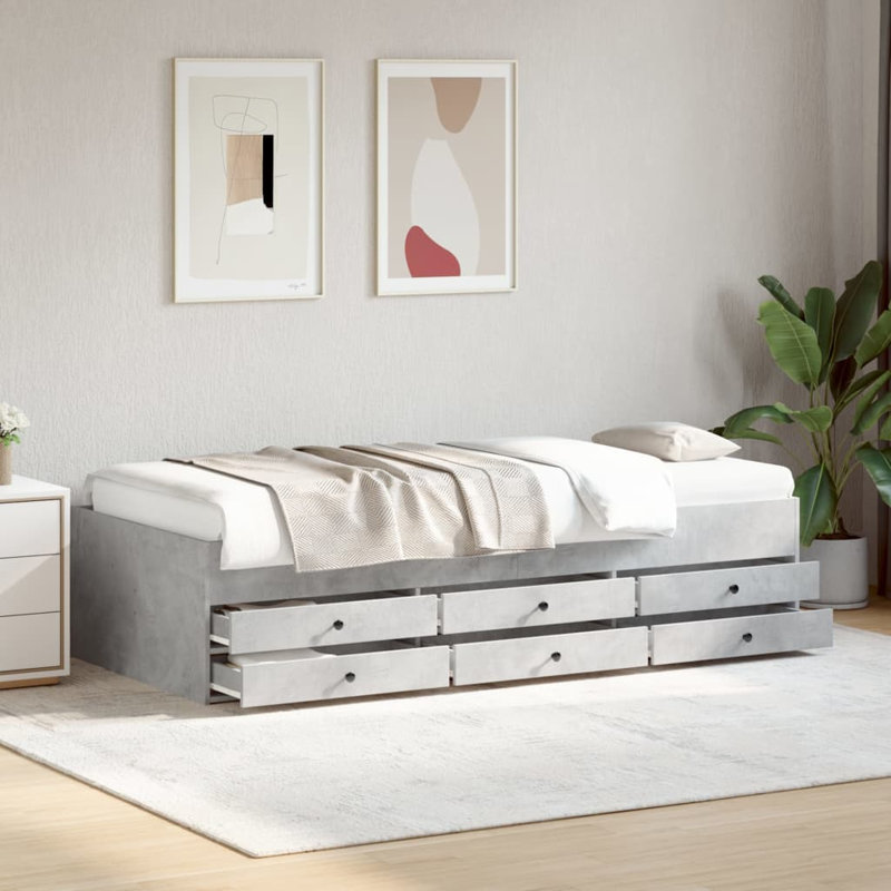 Vidaxl Daybed With Drawers, Smoked Oak, European Single (90 x 200cm)