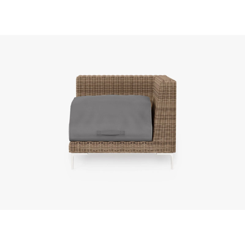 Brown Wicker Outdoor Loveseat, Palisades Cream