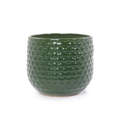 Ensemble de trois pots de fleurs en céramique pour patio, jardin ou rebords de fenêtre au design contemporain et polyvalent