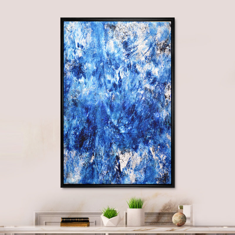 Art moderne gris et bleu II 2FL47729, Cadre noir, H 20 po x l 12 po x P 1 po
