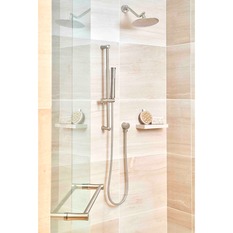 Emile 8" Wall Mount Rain Shower Head With Arm, Polished Chrome