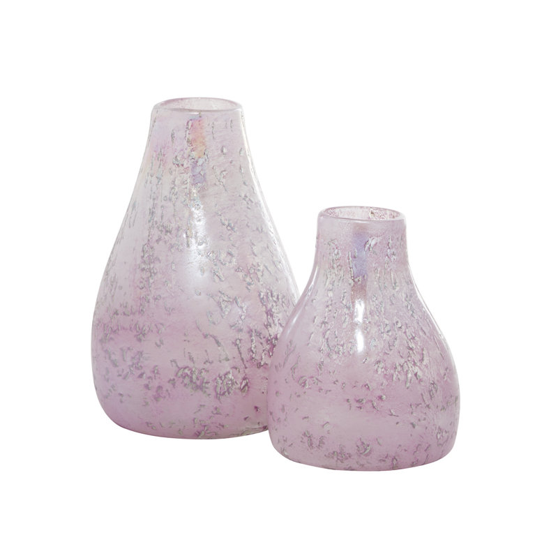 Cosmoliving By Cosmopolitan Set Of 2 Purple Glass Vase