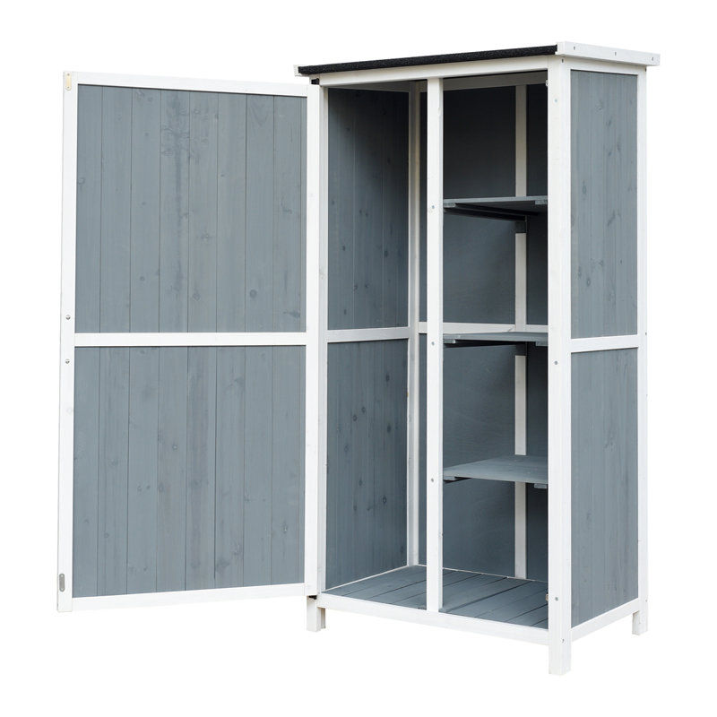 54" Two-Tone Storage Shed With Sloped Roof & 5 Customizable Compartments