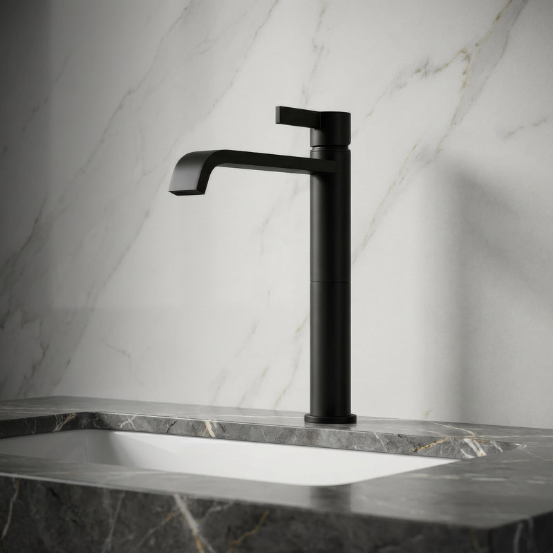High Single Lever Basin Mixer Faucet, Black