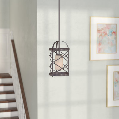 Luminaire suspendu cylindrique de style lanterne à 1 lumière Gaen
