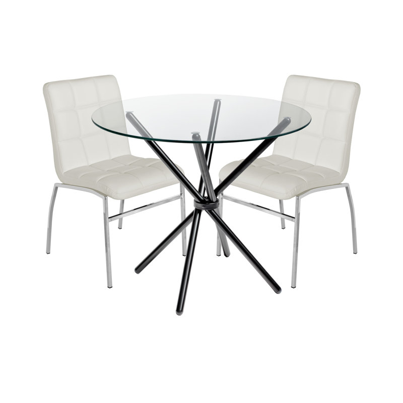 3 - Piece Criss Cross Dining Set, Chrome, White