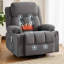 Fauteuil inclinable pivotant brun de 38 po avec massage et chaleur à 8 points, porte-gobelets, port USB, capacité de 350 lb-531550915