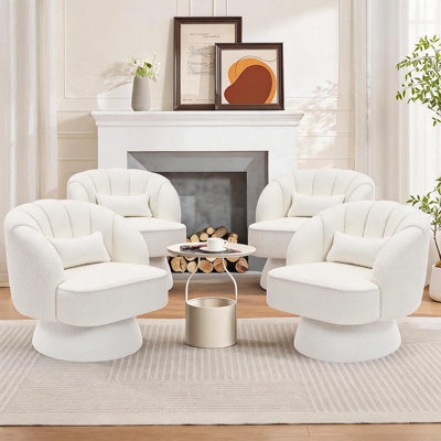 Fauteuil demi-tonneau pivotant à 360 °, fauteuil à haut dossier confortable pour le salon ou la chambre à coucher, brun