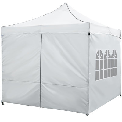 UV Resistant Waterproof 10 X 10 FT Heavy Duty Foldable Pop Up Canopy Tent With 4 Removable Sidewalls And Portable Wheeled Bag For Outdoor Camping Back