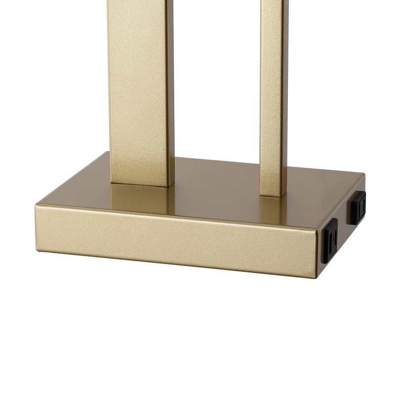 Ensemble de 2 lampes de table modernes dorées à commande tactile 3 voies, 29 po H, avec abat-jour en tissu blanc., Doré