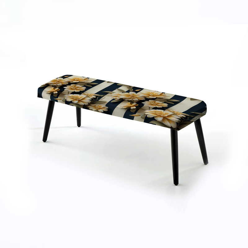 Nautical Charm rayé motif floral I - banc rembourré noir rayé