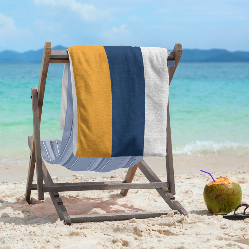 Lightweight Beach Towel, Gold/Navy