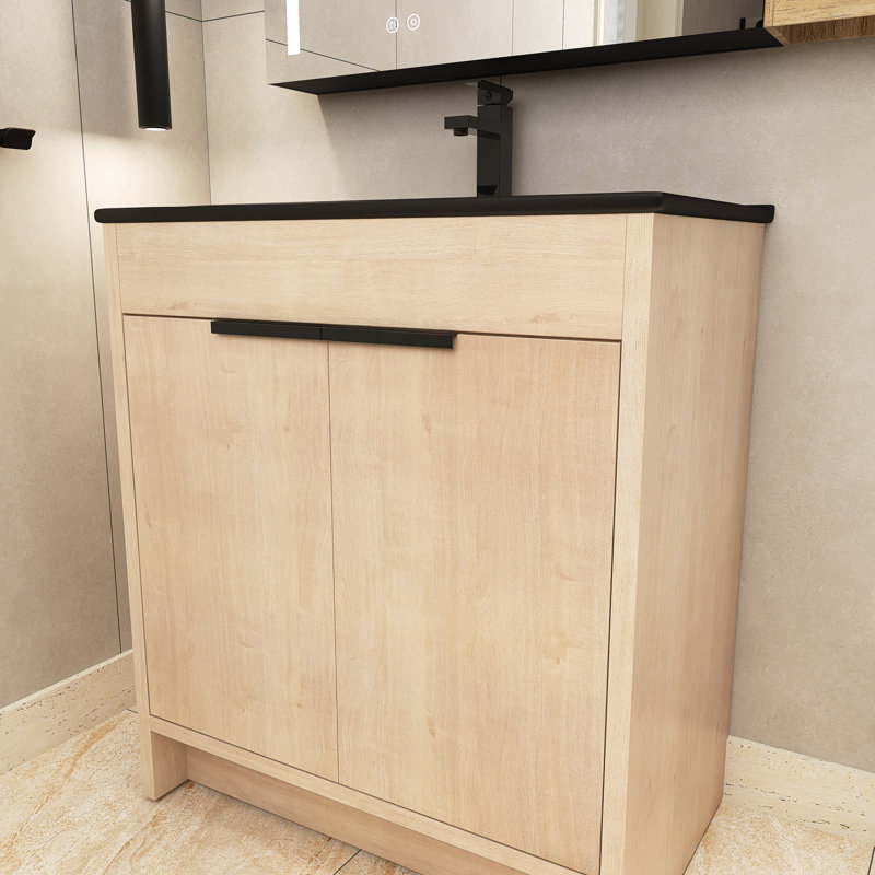Ensemble de meuble-lavabo simple 30 po avec dessus Donterrio, Noir mat