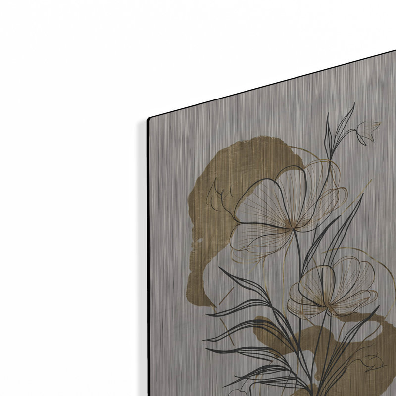 «Fleurs et or» par Andreas Magnusson, art mural en métal, H 16 po x l 12 po