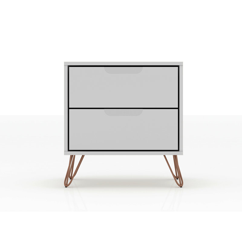 Rockefeller 20" Nightstand In White (2-Drawer), White