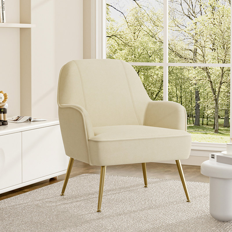 Ebenezer Velvet Armchair, Cream