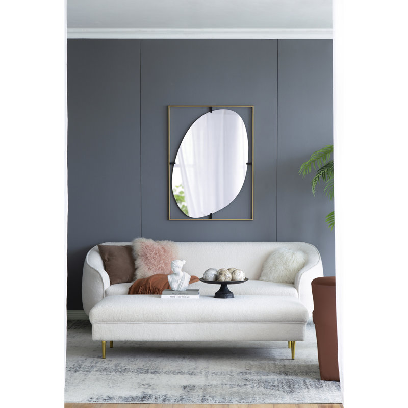 Miroir coquelicot avec cadre en métal doré 30 po x 1 po x 40 po - Pièce de décoration de salle de bain et de décoration de style ovale moderne Élément chic