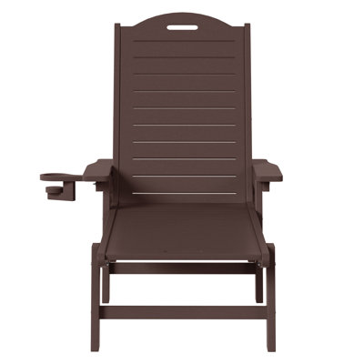 Brighton Outdoor Poly Reclining Chaise Lounge With Wheels & Cup Holder
